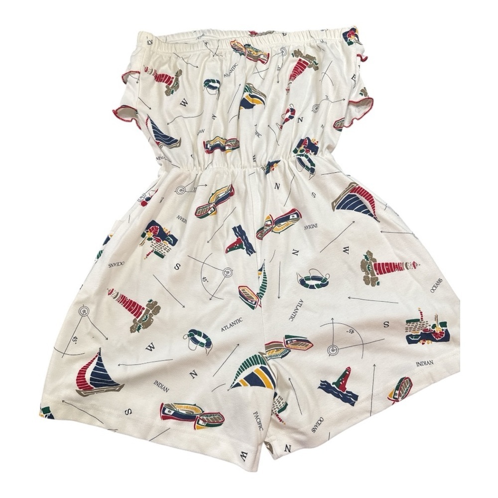 80’s White Nautical Print Jumpsuit - Picture 4 of 7